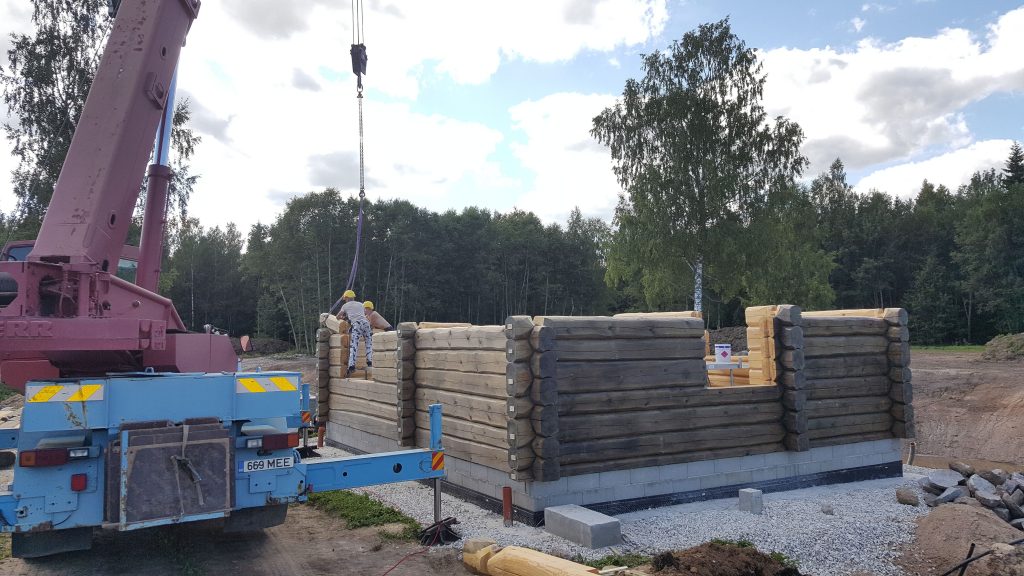 Log Sauna on construction site