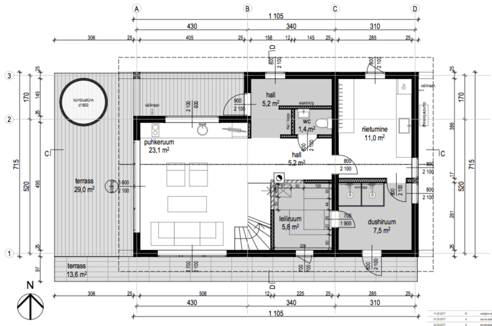 Log Sauna room layout